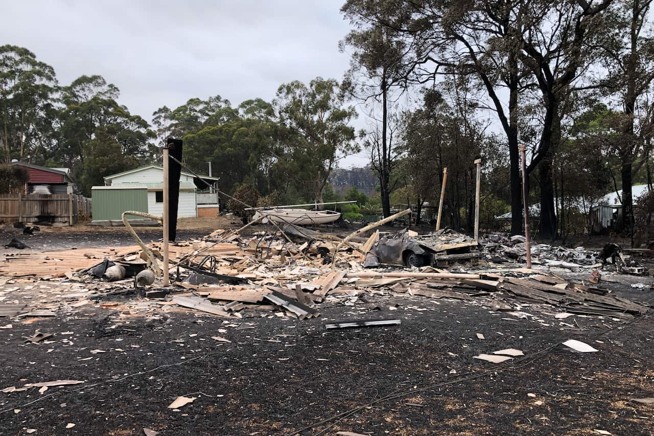 A burnt-out property in Conjola Park, New South Wales.