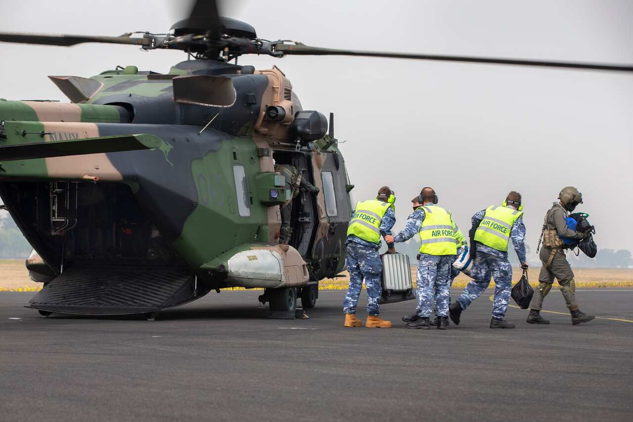 Black Hawk helicopters have been deployed to East Gippsland to help supply isolated towns. 
