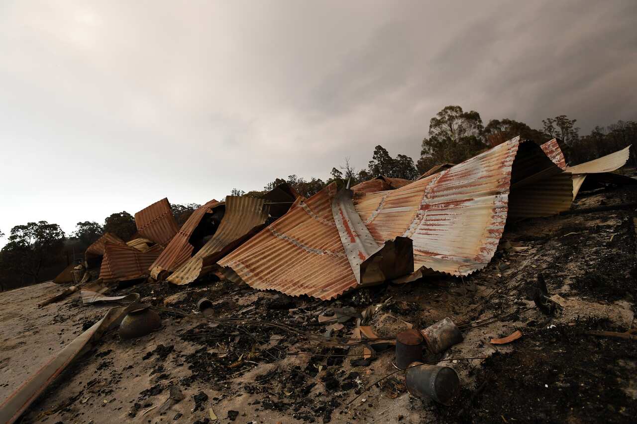 Remains of a burnt-out property that was impacted by a blaze in late December is seen at Bruthen South, Victoria.