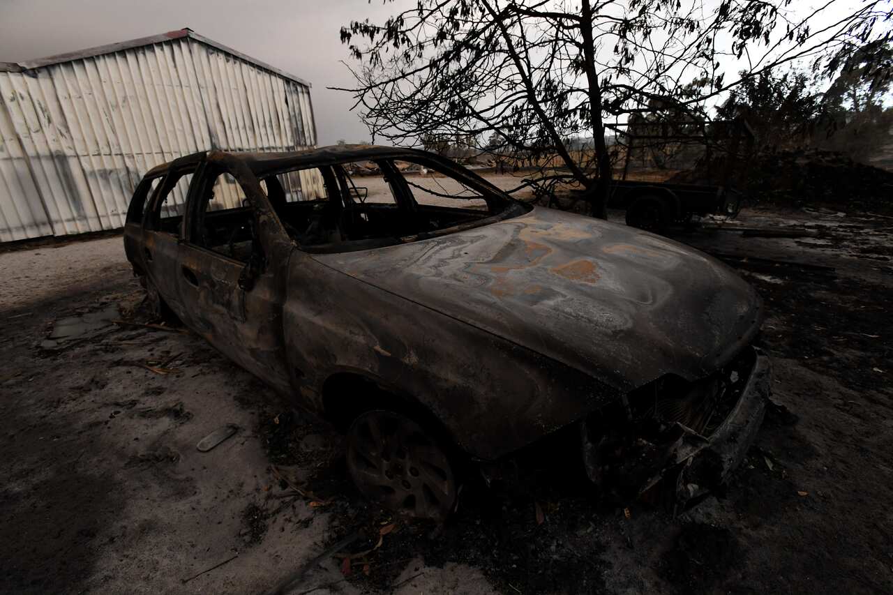 Remains of a burnt-out property that was impacted by a blaze in late December is seen at Bruthen South, Victoria.