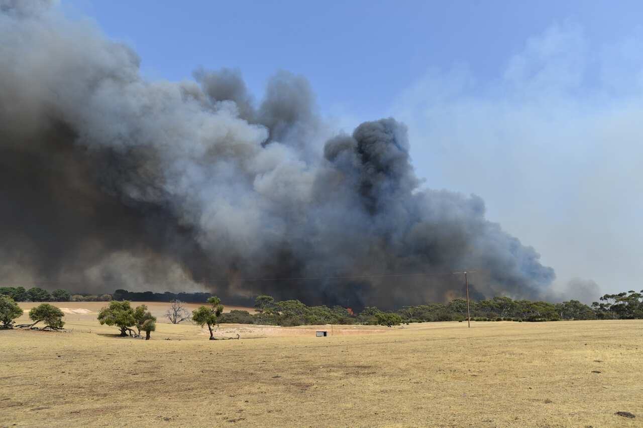 Bushfires swepping through Stokes Bay on Kangaroo Island, southwest of Adelaide.
