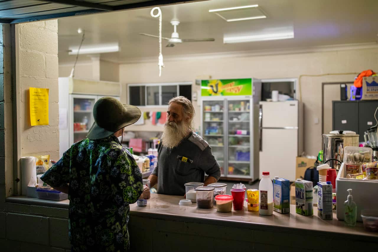 Cabargo resident Alfredo la Caprara (R) started the Cobargo Community Relief Centre following the New Year's Eve bushfires.
