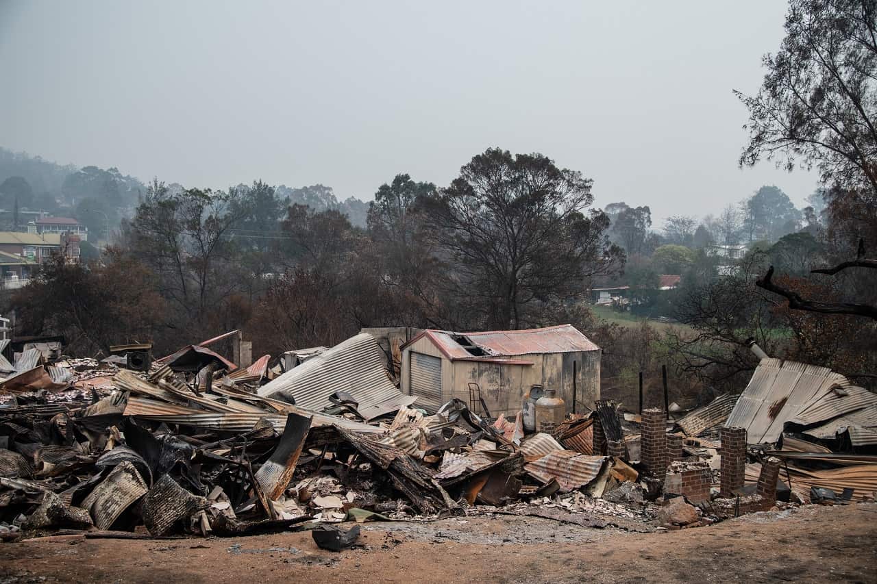 The remains of burnt-out businesses in Cobargo.