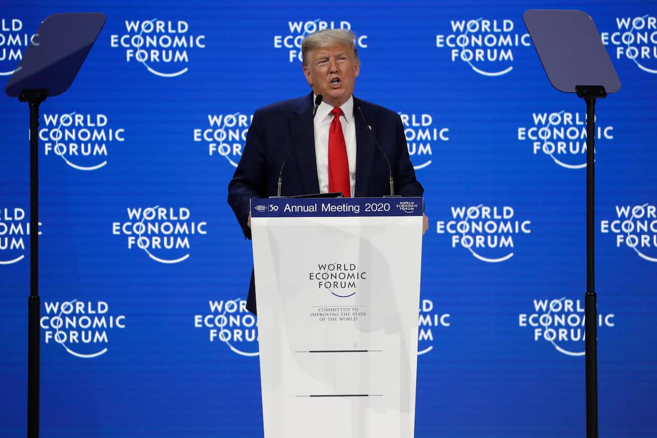 President Donald Trump at the World Economic Forum on Tuesday.