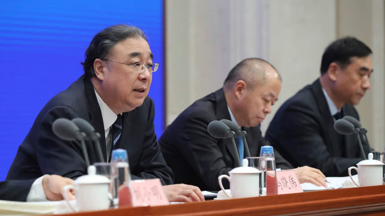 China's Health Commission Minister Ma Xiaowei at a press conference about the outbreak of the coronavirus