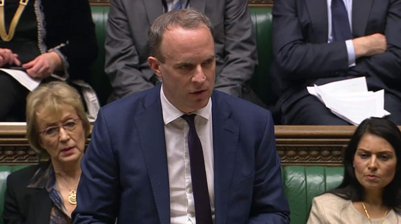 British Foreign Secretary Dominic Raab updates MPs on Chinese firm Huawei having a limited role in the UK's 5G network