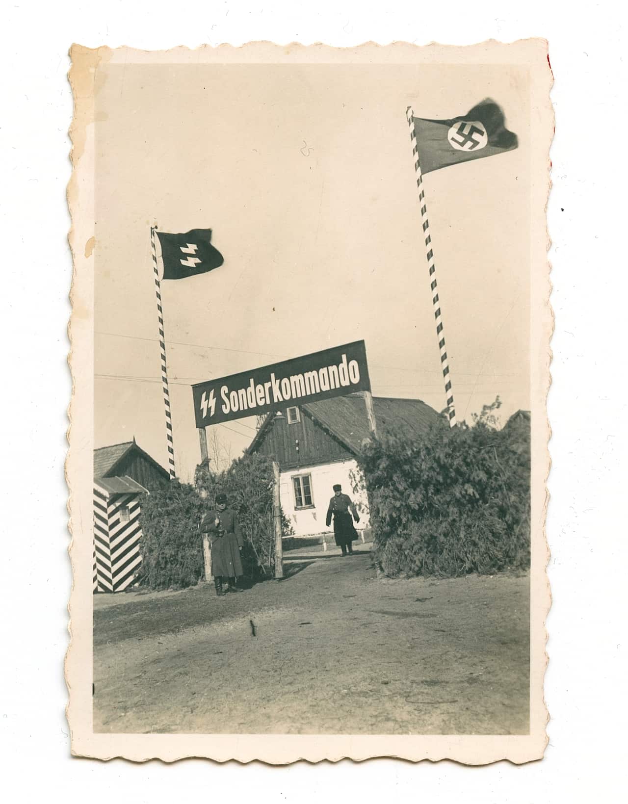 This 1942-43 photo provided by the US Holocaust Memorial Museum shows a gate at the Nazi death camp Sobibor in German-occupied Poland. 