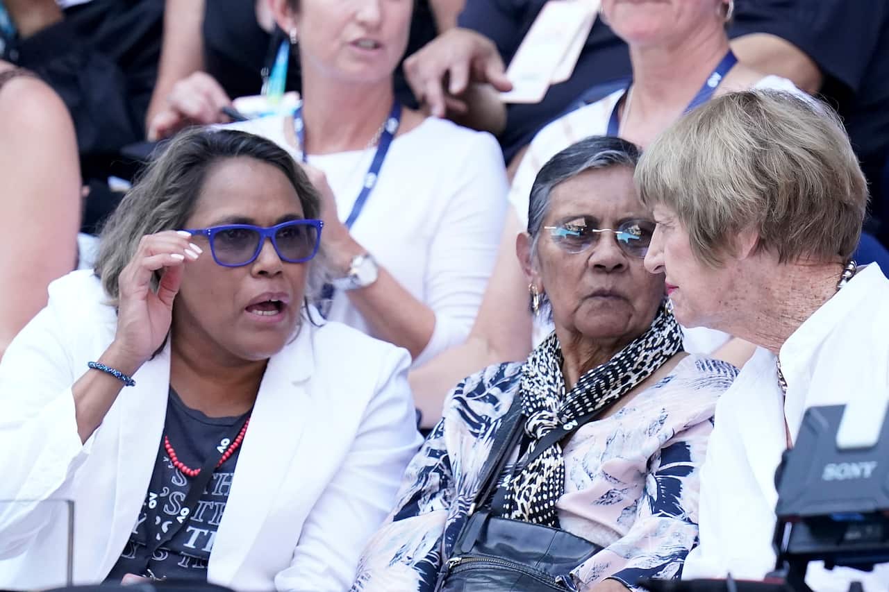 Cathy Freeman along with her mother Cecelia, and Margaret Court.