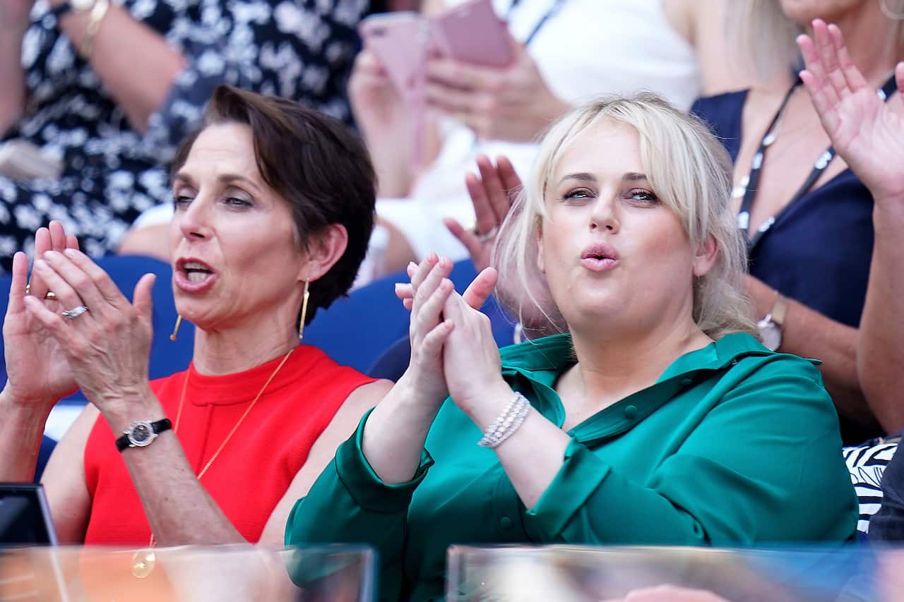 Tennis Australia President Jayne Hrdlicka (left) and Australian actor and comedian Rebel Wilson.