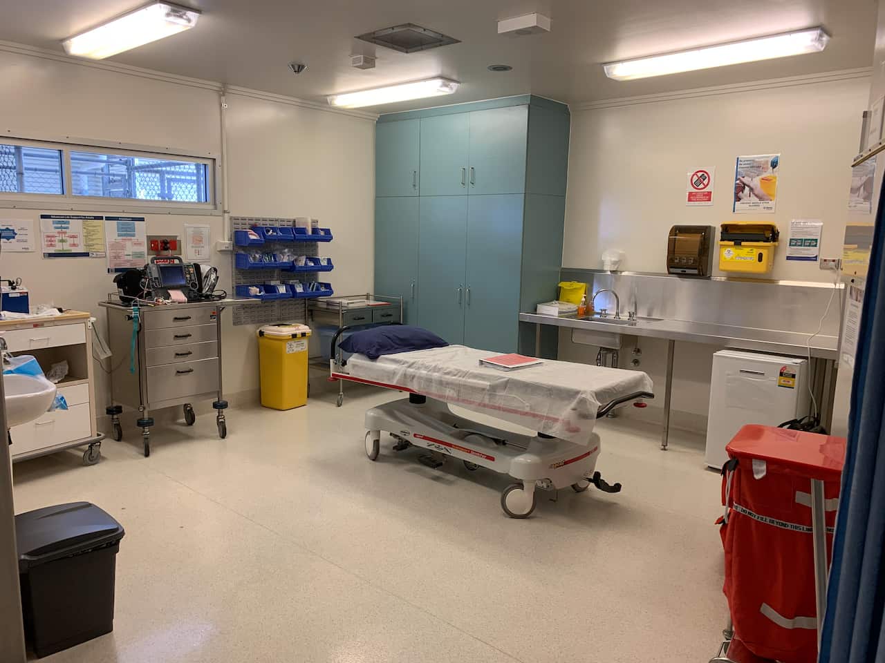 The inside of a medical facility at the North West Point Detention Centre.