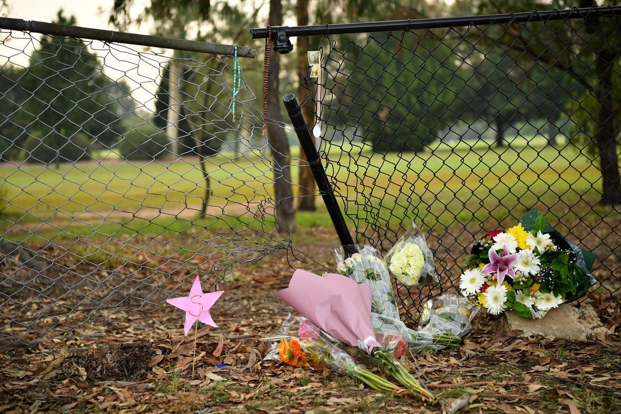 Flowers placed at the scene on Sunday.