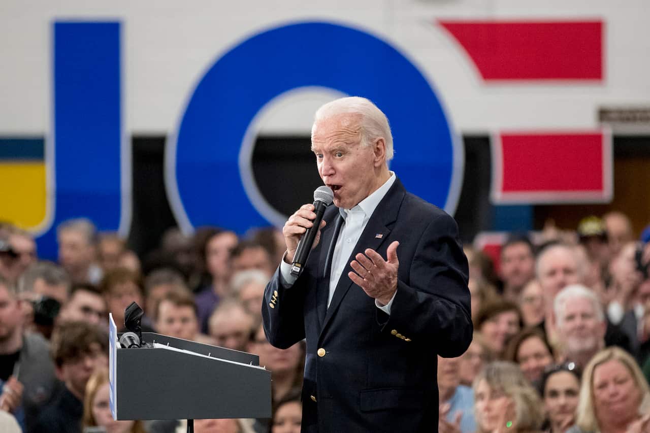 Democratic presidential candidate former Vice President Joe Biden speaks at a campaign stop in Des Moines, Iowa.