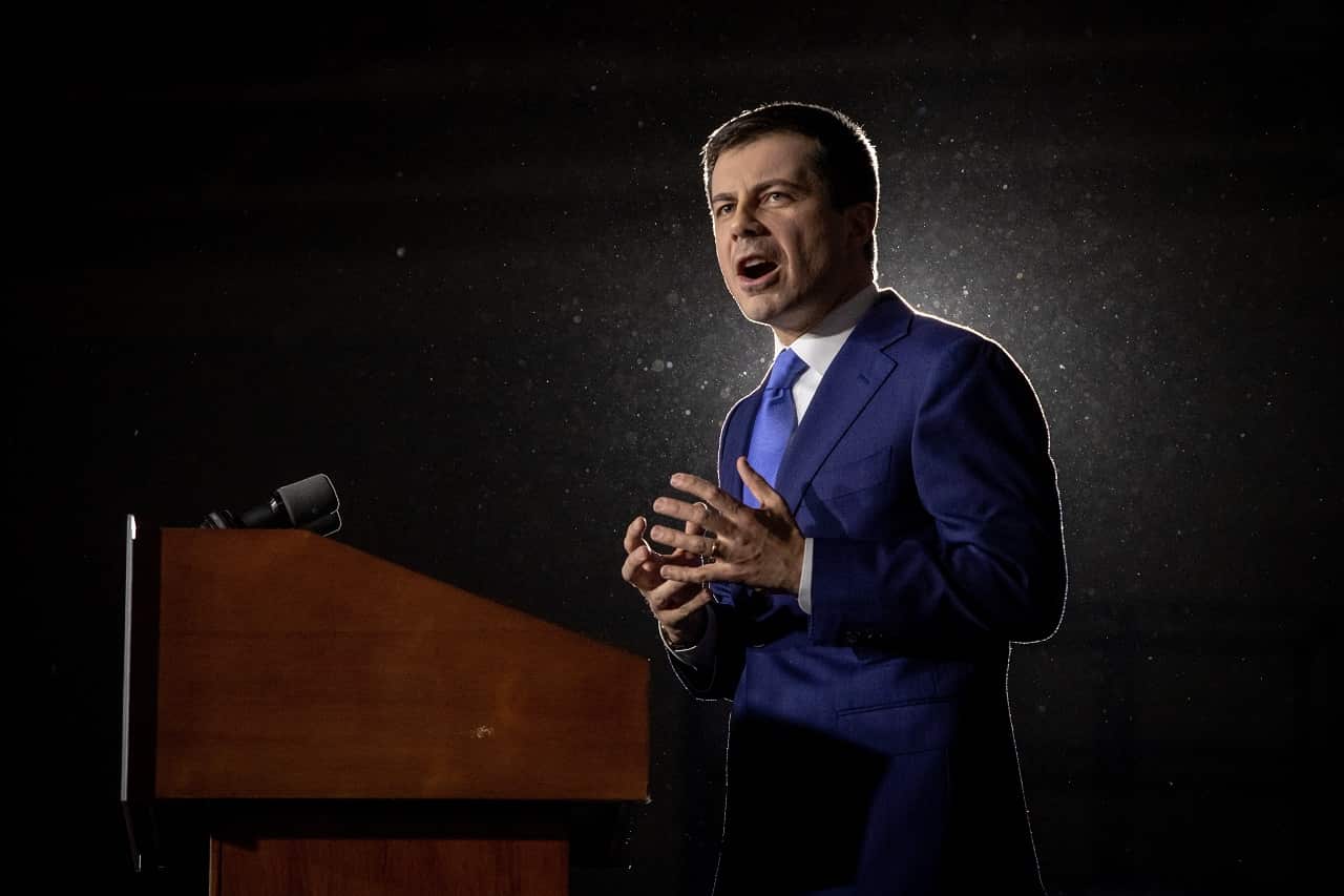 Pete Buttigieg on the campign trail.