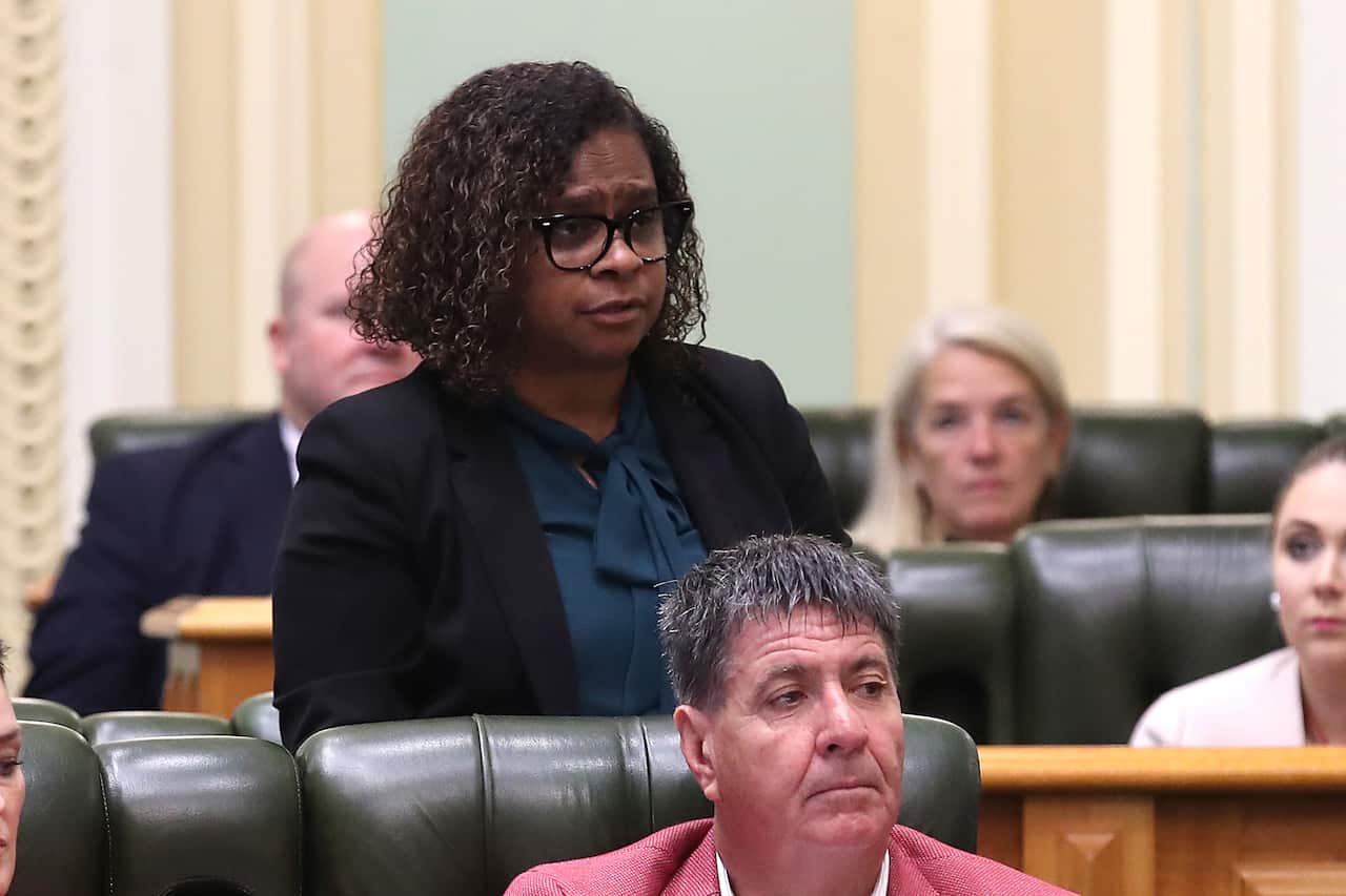 Queensland member for Cook Cynthia Lui speaks during Question Time at Parliament House in Brisbane, February 2020.