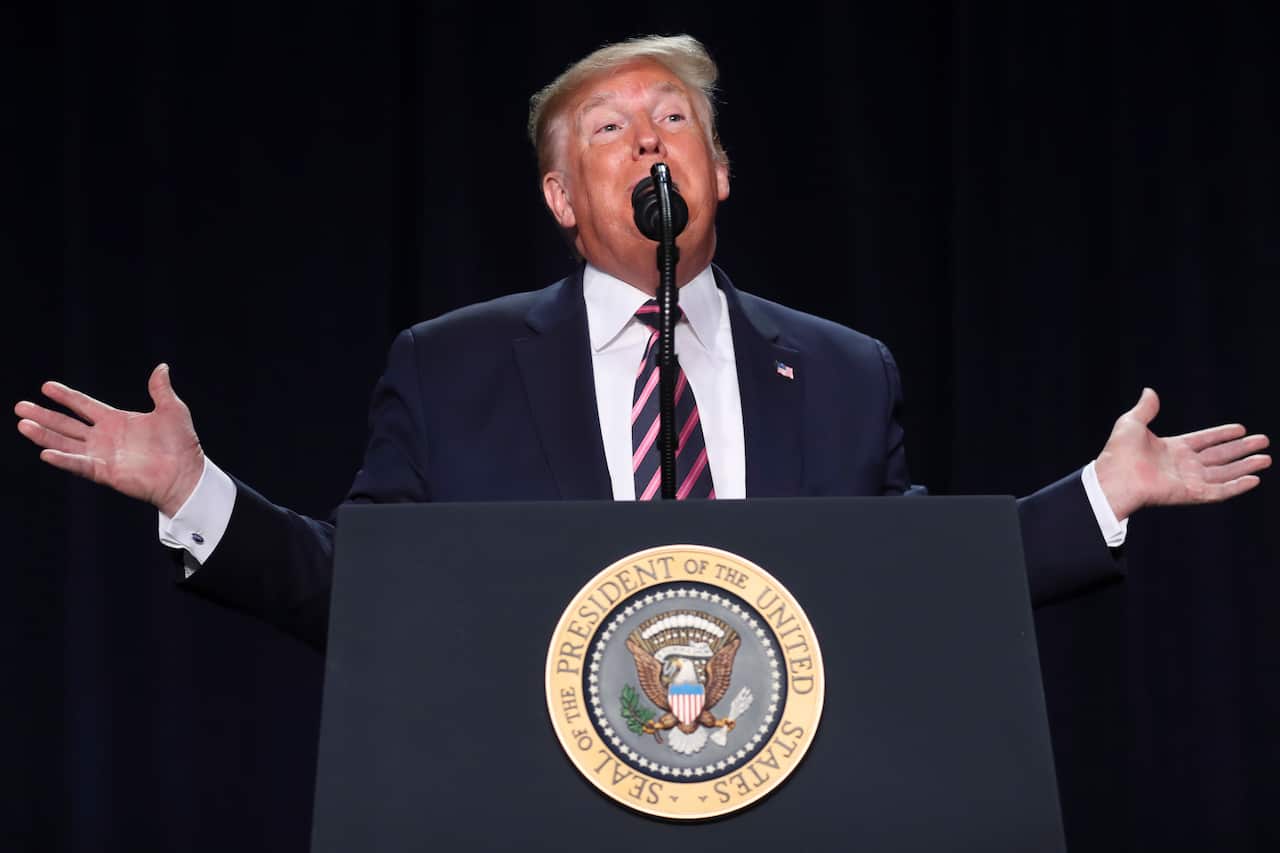US President Donald Trump speaks during the 68th Annual National Prayer Breakfast in Washington.