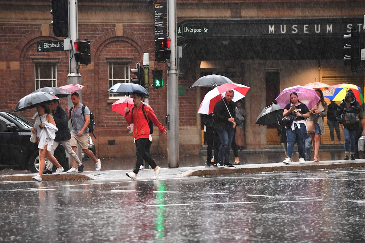Soggy streets greated commuters as they travelled through inner-Sydney.