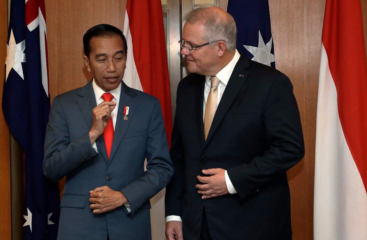 Indonesian President Joko Widodo, left, and Australia's Prime Minister Scott Morrison.