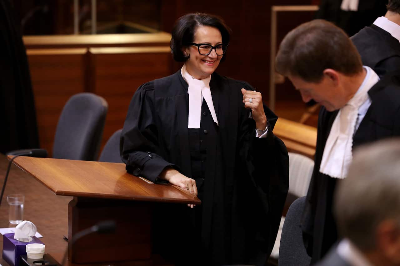 South Australian Attorney General Vicki Chapman speaks at a special sitting for new Judge Ian Press being appointed to the bench at the District Court in Adelaide, Tuesday, February 11, 2020.