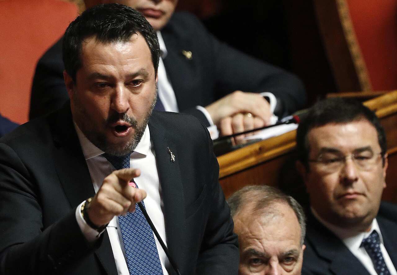 Matteo Salvini during the Senate debate,
