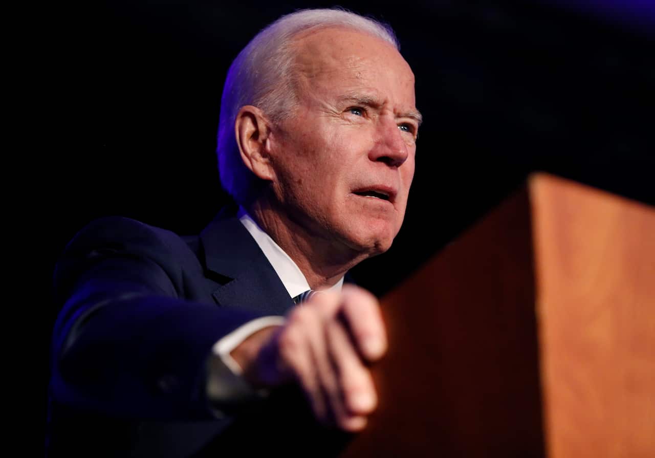 Democratic presidential candidate former Vice President Joe Biden speaks at a campaign event in in Las Vegas.