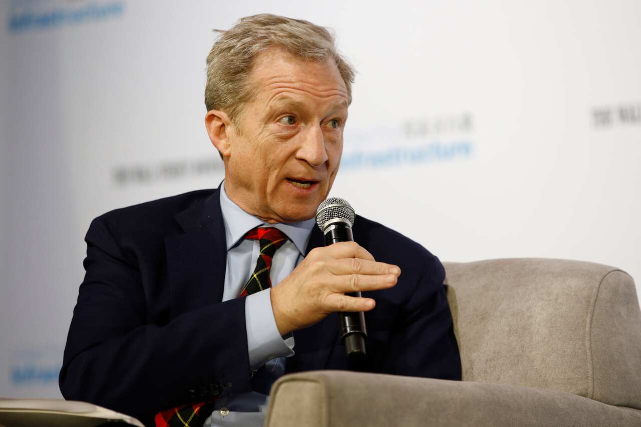Democratic presidential candidateTom Steyer speaks during a candidate forum at the University of Nevada, Las Vegas.