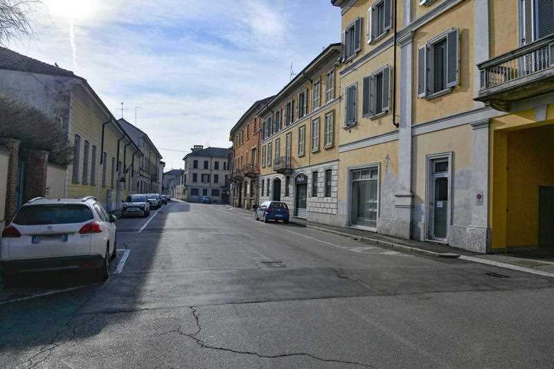 A deserted street in the city of Codogno, northern Italy, 21 February 2020