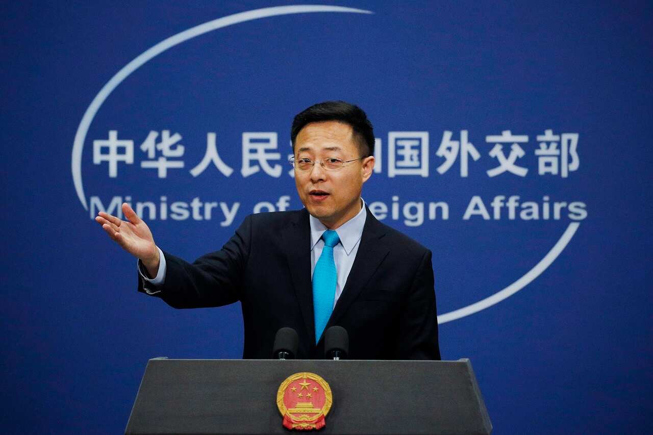 Chinese Foreign Ministry spokesman Zhao Lijian talks to the media.