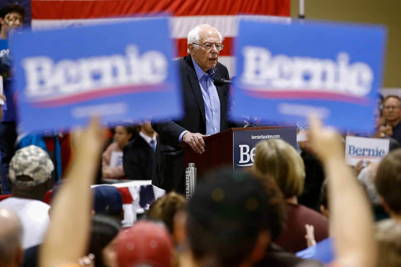 Democratic presidential candidate Sen. Bernie Sanders, I-Vt., speaks at a campaign event, Wednesday, Feb. 26, 2020, in North Charleston, S.C. (AP Photo/Patrick Semansky)