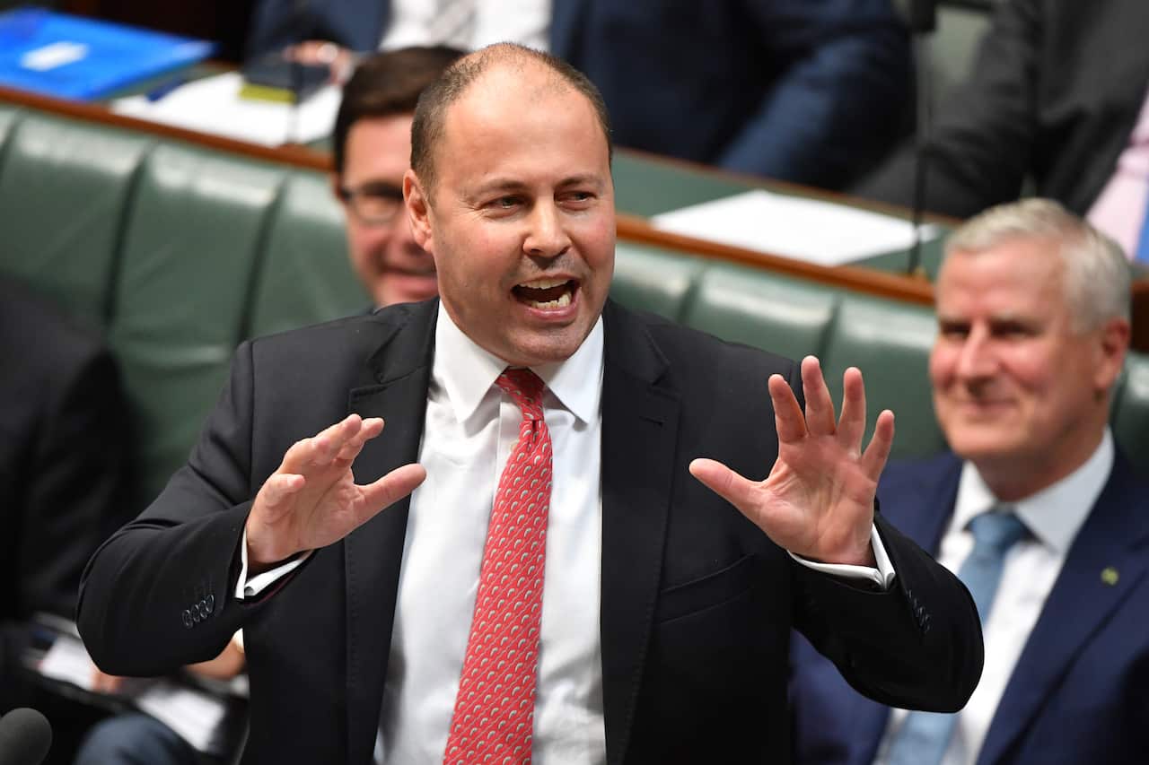 Treasurer Josh Frydenberg during Question Time in the House of Representatives at Parliament House in Canberra, Thursday, February 27, 2020. (AAP Image/Mick Tsikas) NO ARCHIVING