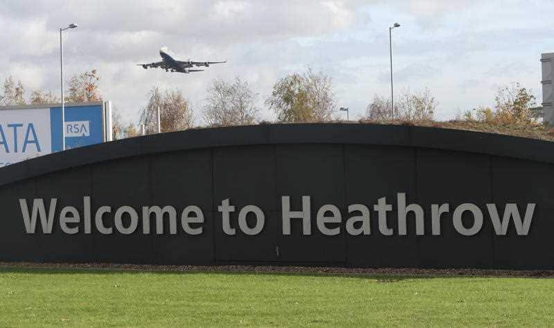 File photo of a Heathrow Airport sign.