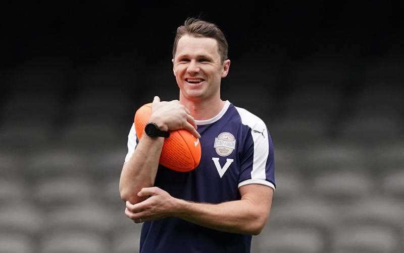 Patrick Dangerfield of Victoria looks on during a joint Victoria and All-Stars AFL State of Origin training session at Marvel Stadium in Melbourne