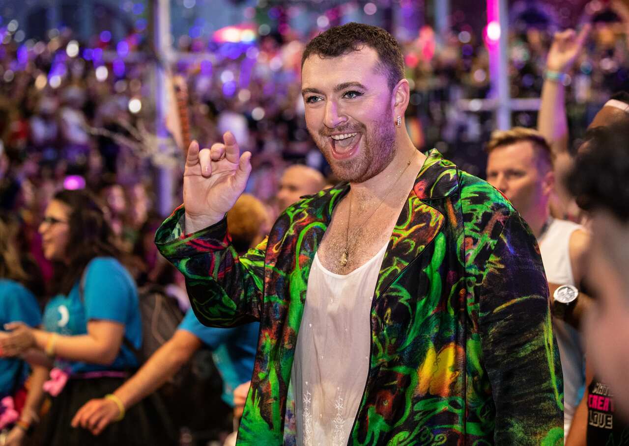 Sam Smith taking part in the 42nd annual Gay and Lesbian Mardi Gras parade in Sydney.