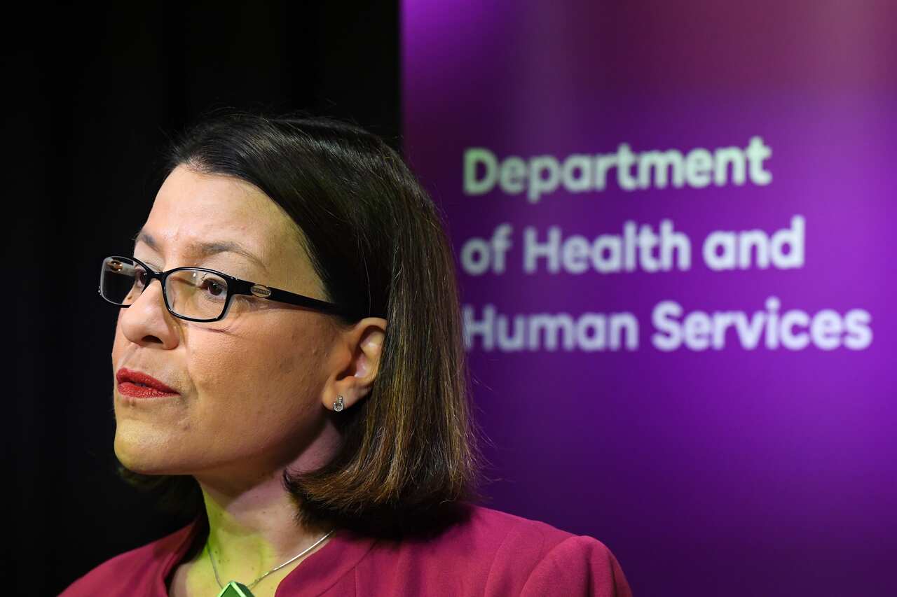 Victorian Health Minister Jenny Mikakos speaks to media during a press conference, Monday, March 2, 2020.