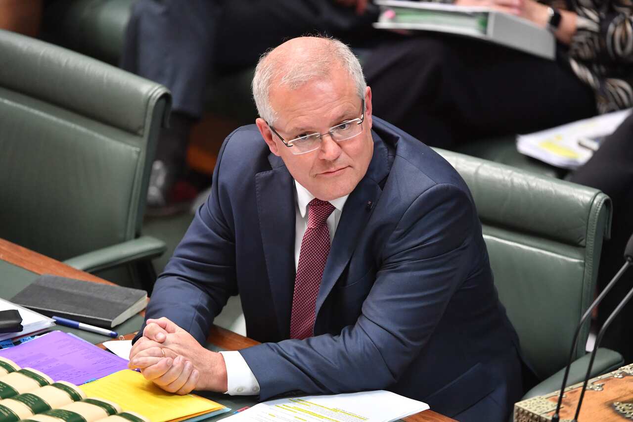 Prime Minister Scott Morrison at Parliament House in Canberra.