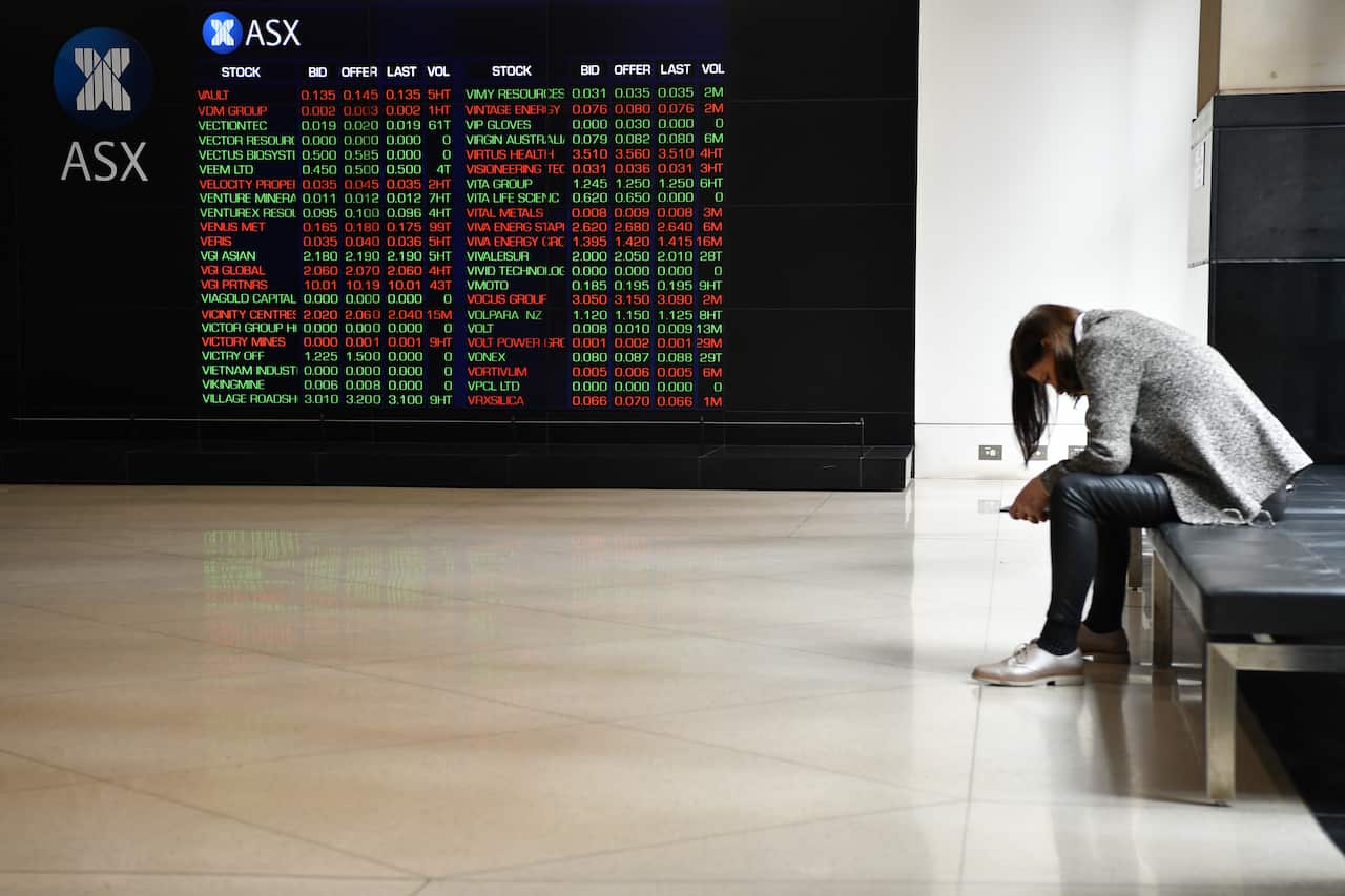 Digital market boards are seeb at the Australian Stock Exchange (ASX) in Sydney.