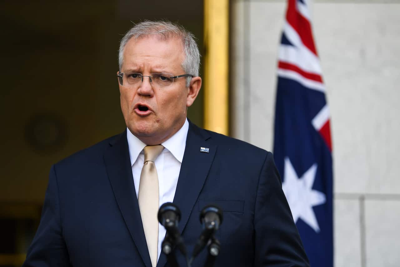 Prime Minister Scott Morrison announces his stimulus package.