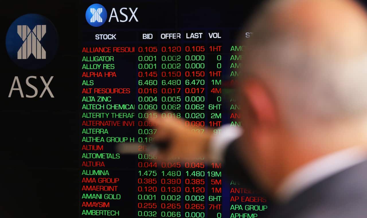 Digital market boards are seen at the Australian Securities Exchange.