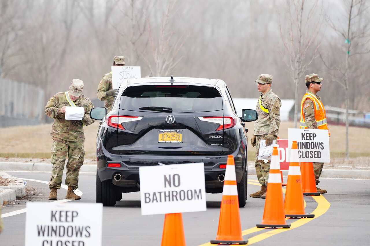 A new coronavirus testing site on Staten Island, New York City.  The state-run mobile testing site is in a parking lot next to the South Beach Psychiatric Center on Seaview Avenue.(NYC).