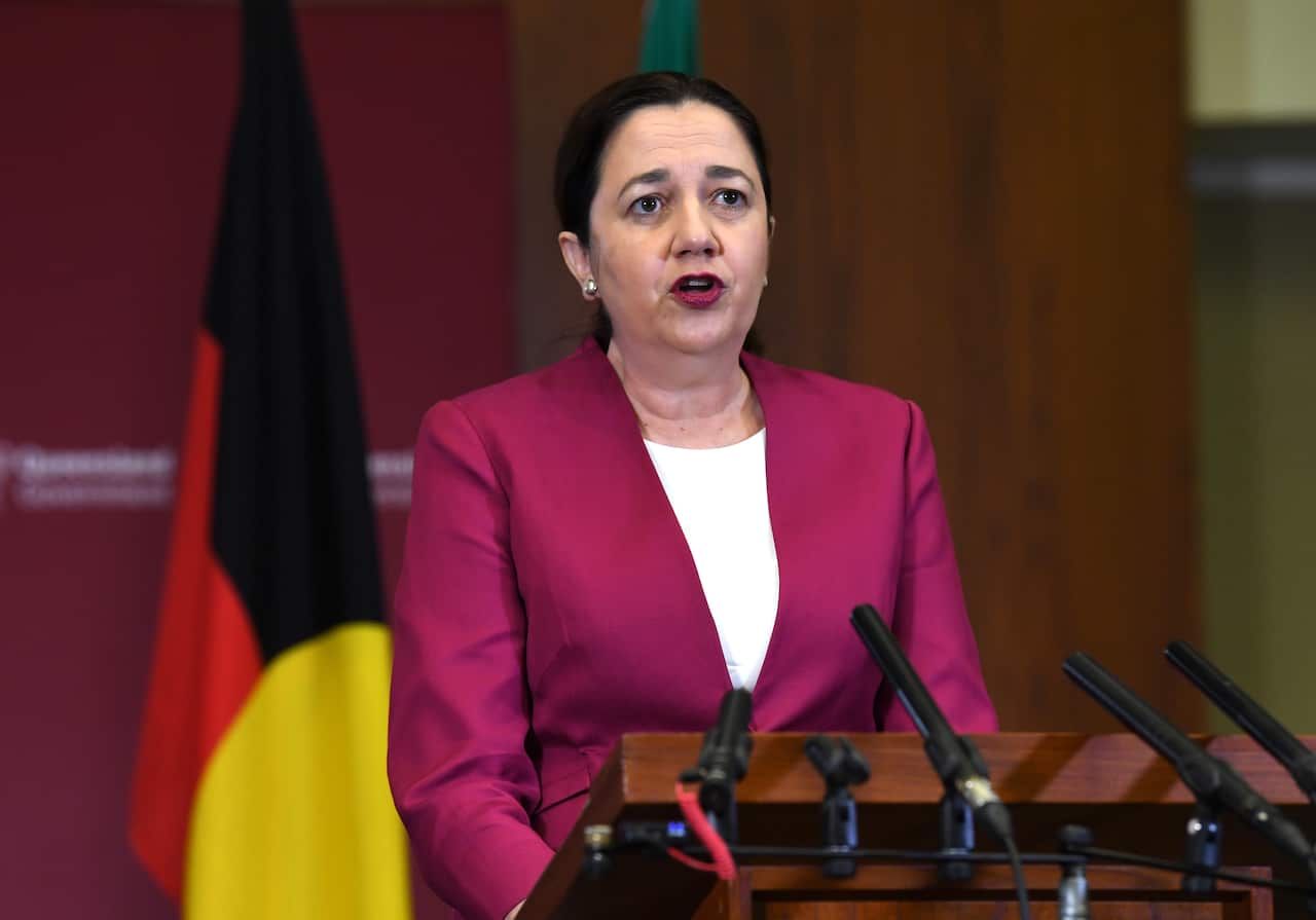 Queensland Premier Annastacia Palaszczuk at a press conference at Parliament House in Brisbane.