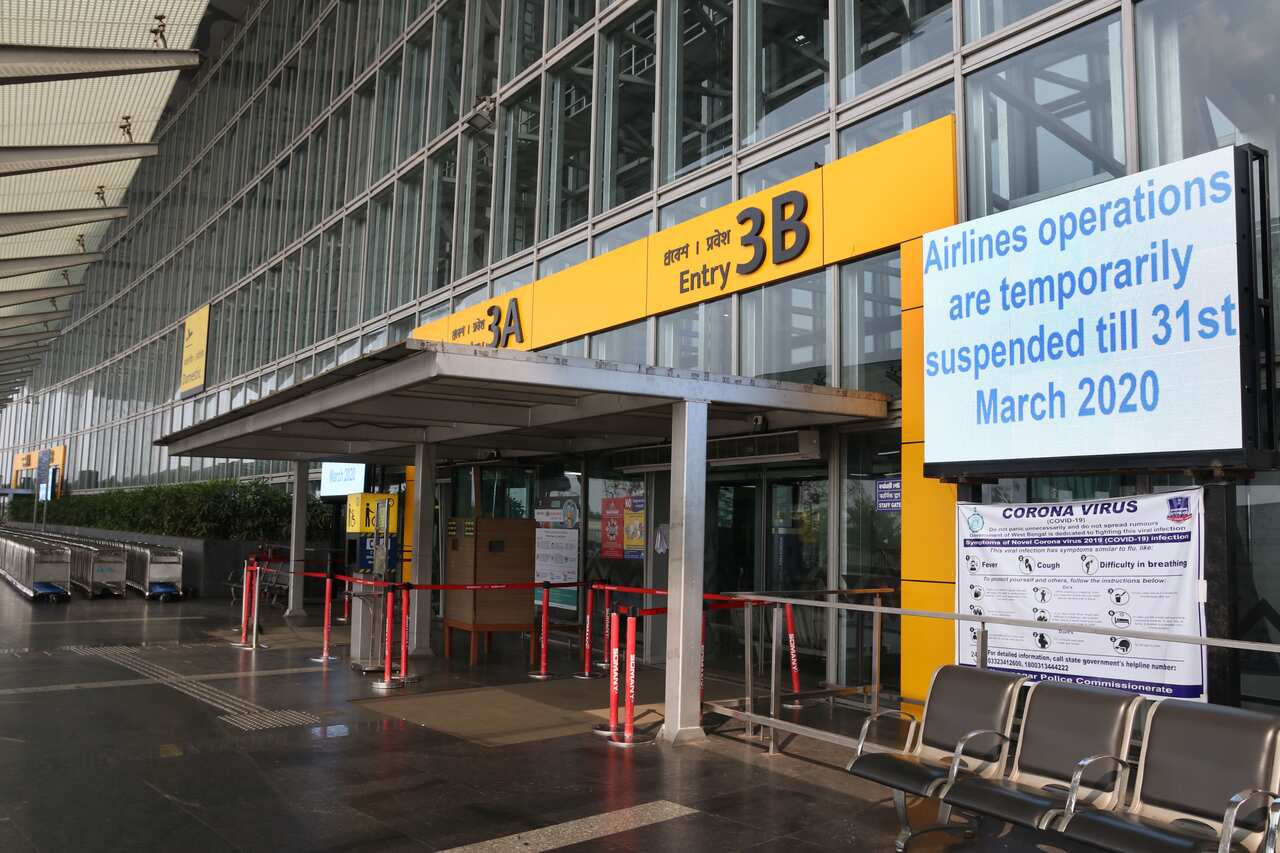 India Airlines operations are temporarily suspended till 31st March 2020  at NSC Bose International Airport at the after India ordered a 21-day nationwide lockdown March 25, 2020 in Kolkata,India. (Photo by Dipa Chakraborty/Pacific Press/Sipa USA)