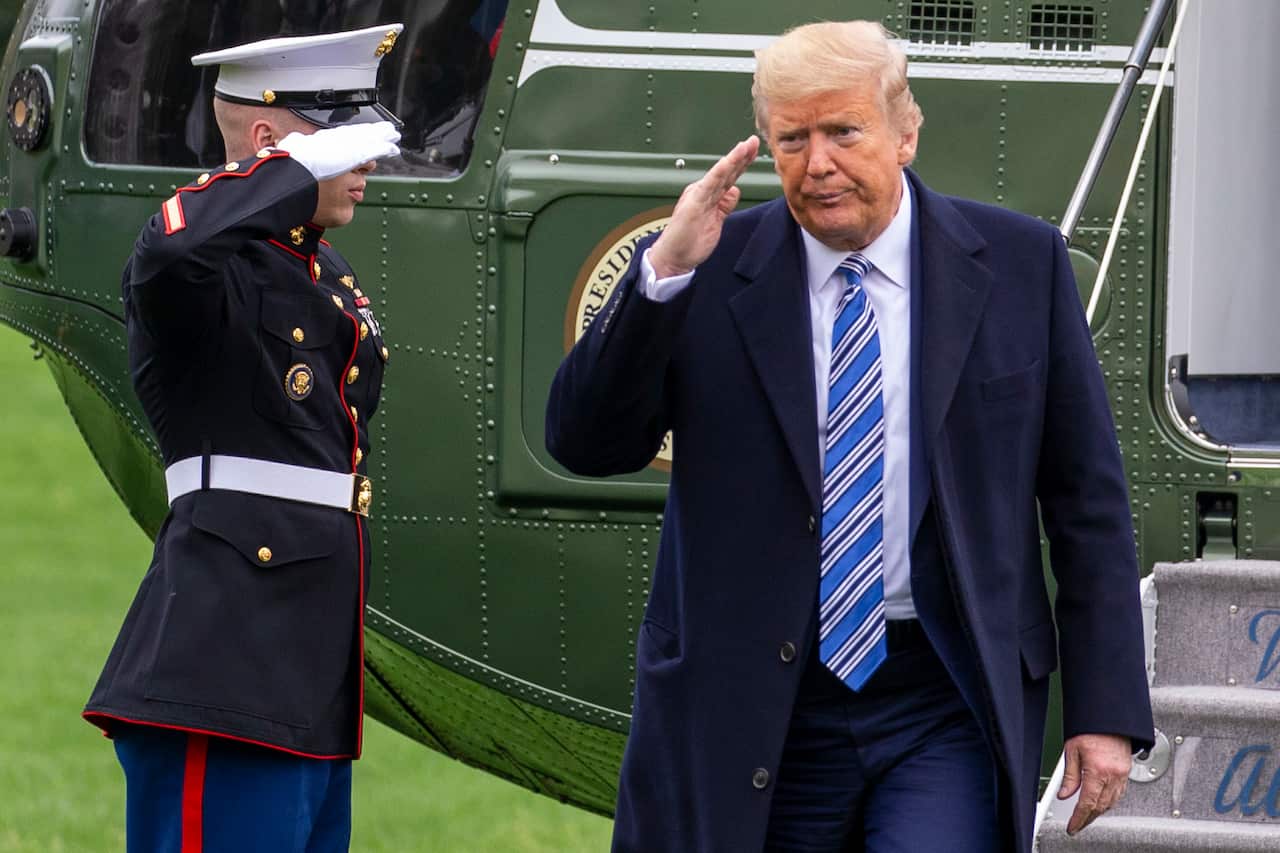 U.S. President Donald Trump steps off Marine One