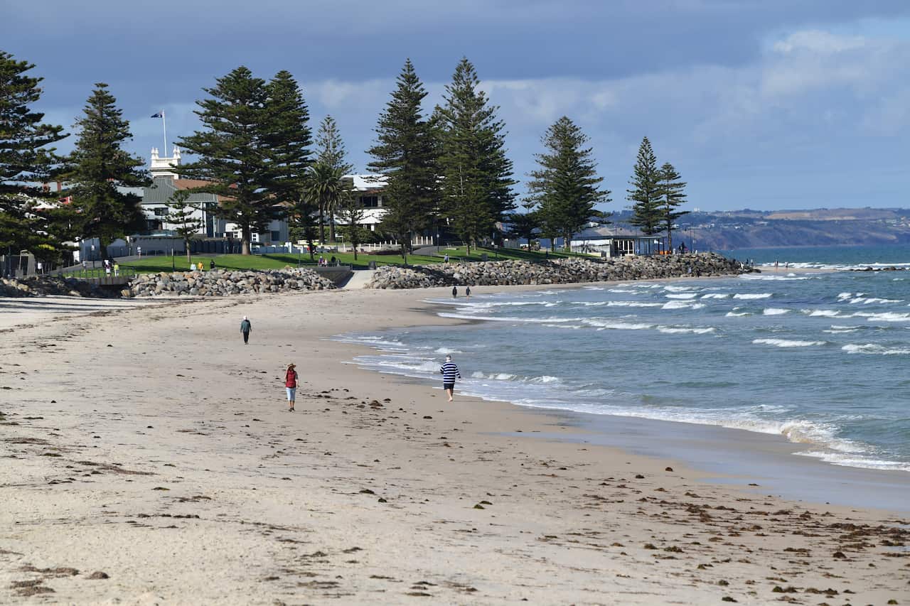 A general view of Glenelg beach in Adelaide.