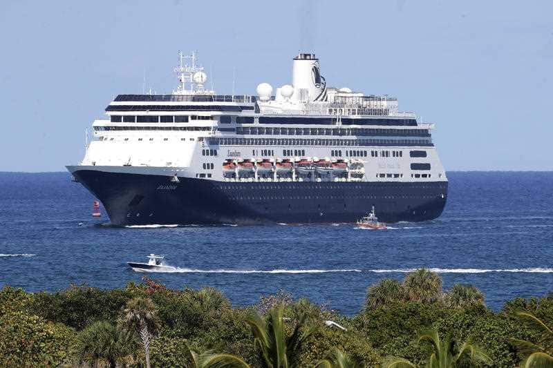 Holland America's Zaandam cruise ship heads into Port Everglades in Fort Lauderdale