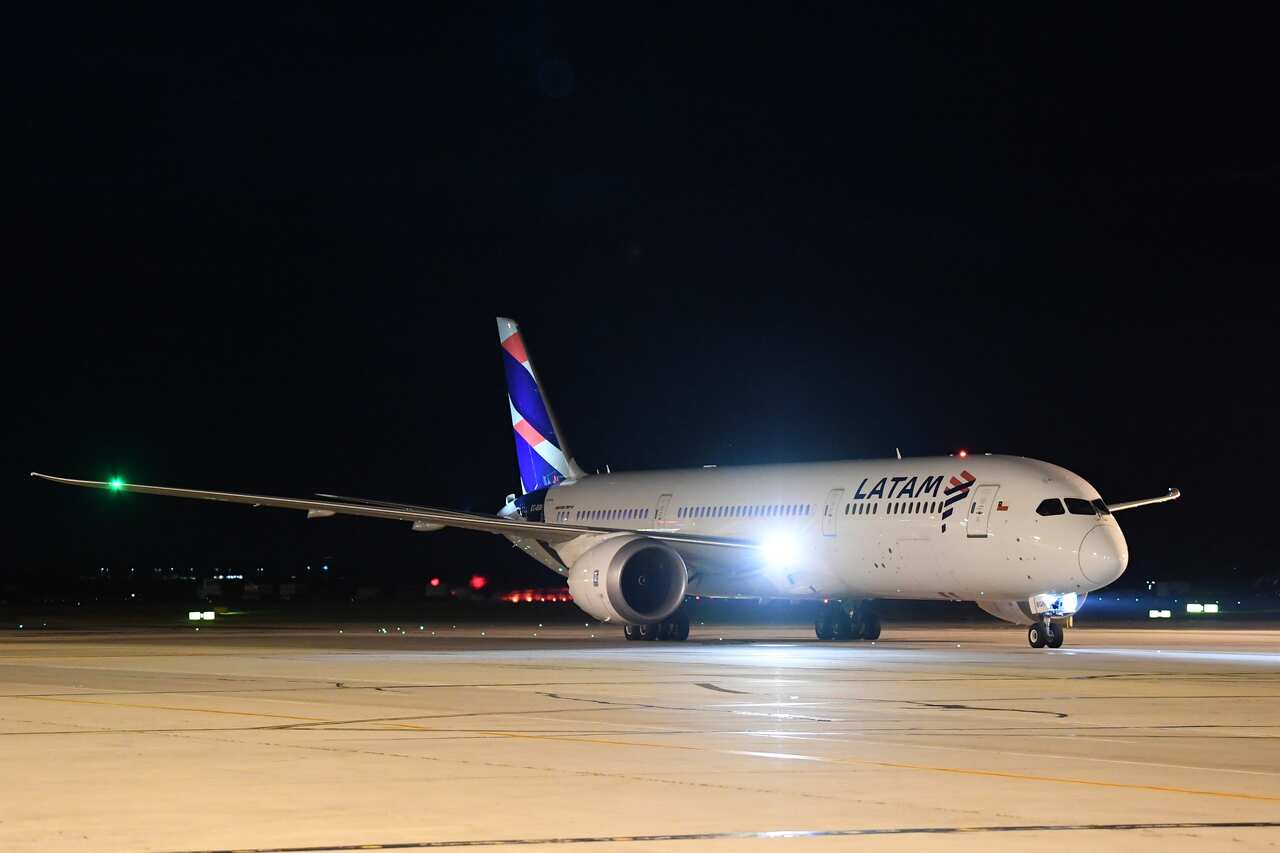 Latam flightLA1173 is seen after arriving to Melbourne International Airport, in Melbourne.