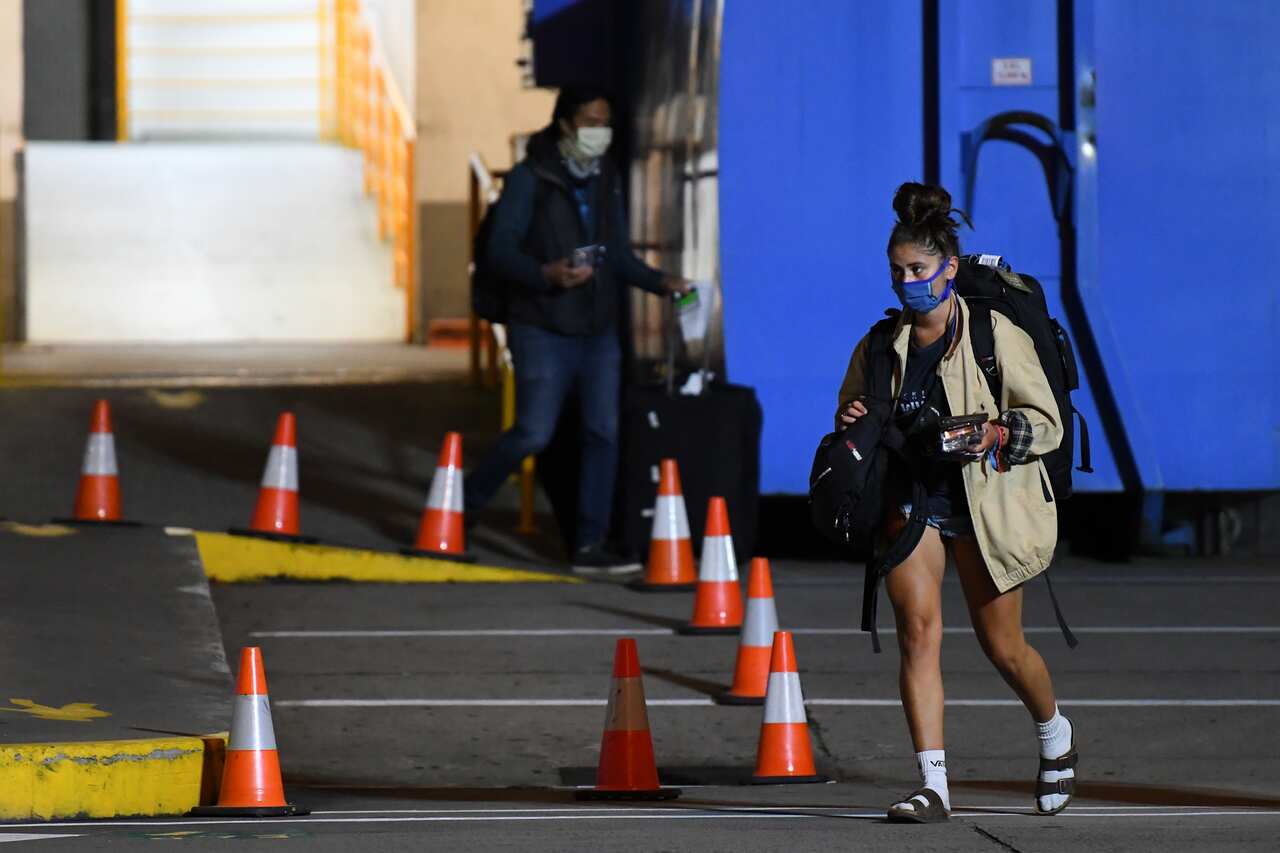 An Australian traveller at Melbourne Airport.