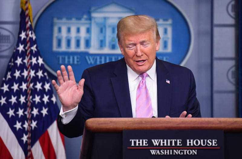 Donald Trump delivers remarks on the COVID-19 pandemic at the White House in Washington, D.C. on Tuesday April 6, 2020