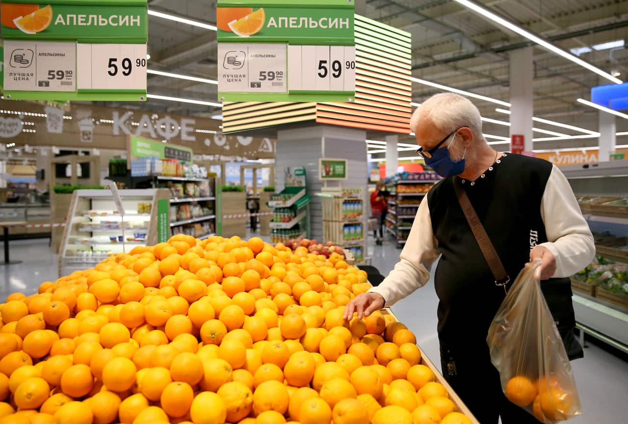 A supermarket in Sochi, Russia, during the pandemic.