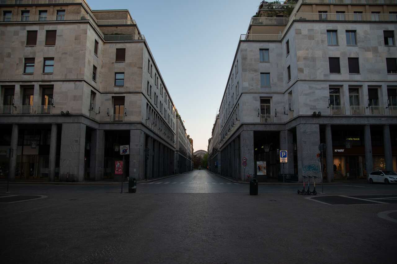 A quiet street in Turin, Italy.