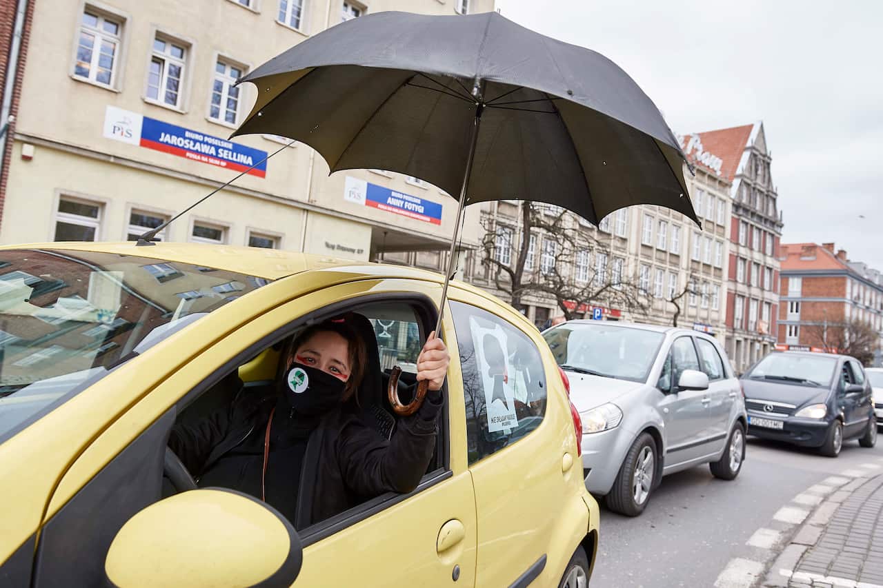 Protesters circumvented the coronavirus lockdown by protesting from their cars or bikes.