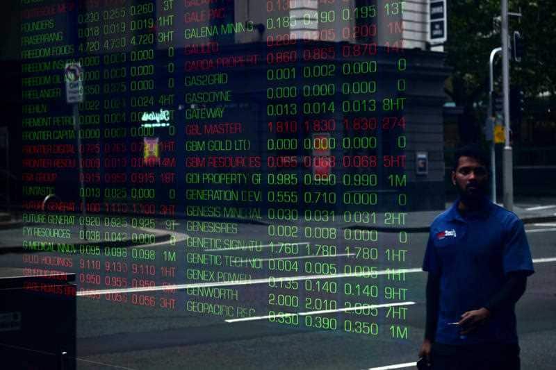 Digital market boards at the Australian Stock Exchange (ASX) in Sydney, Thursday, April 16, 2020